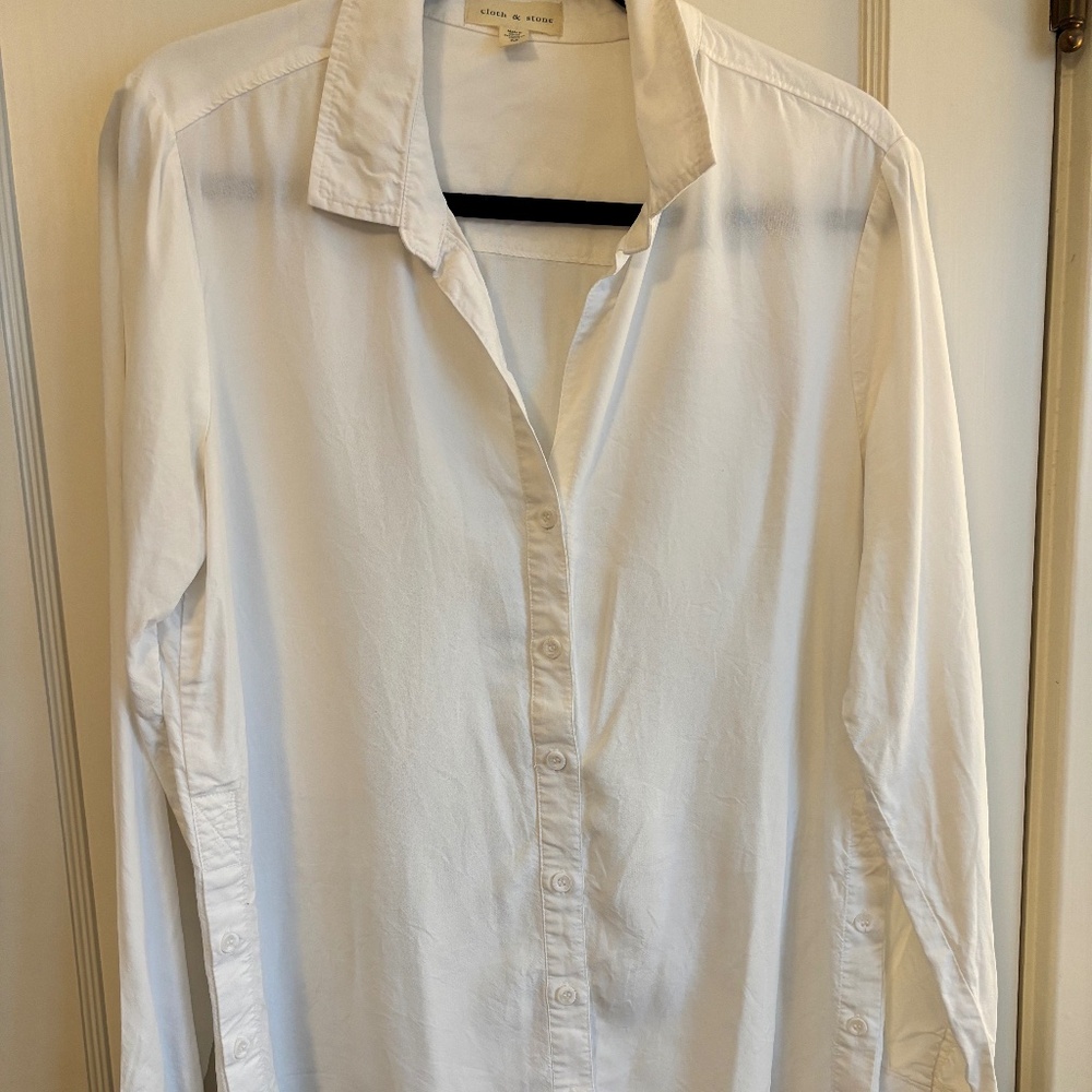 Cloth + Stone White Tencel Button Down Shirt